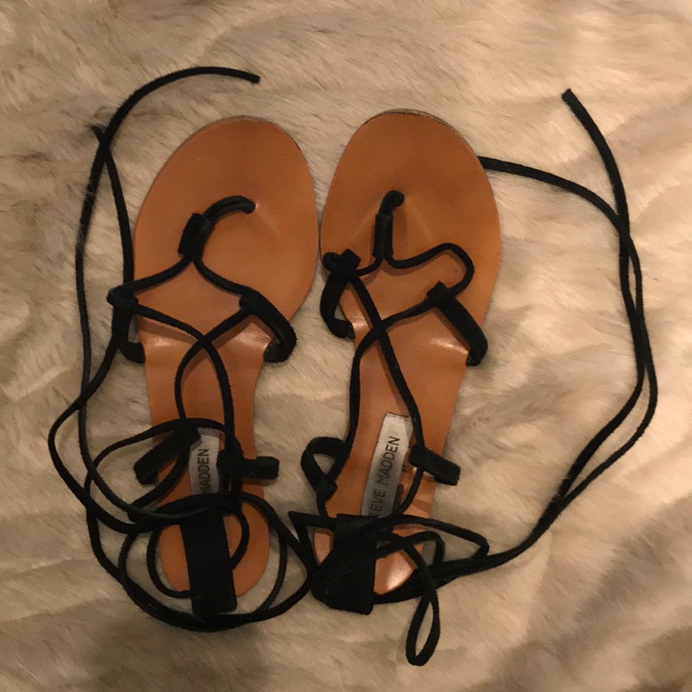 Steve Madden Black Lace Up Sandals